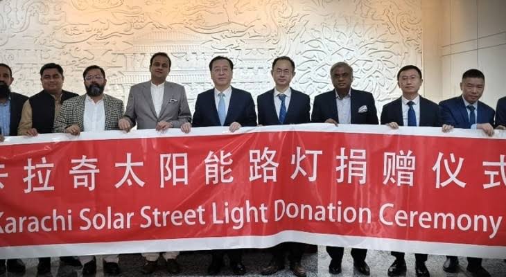 China Donates 58 Solar-Powered Street Lights to Karachi to Boost Public Safety Solar-powered street lights installed in Karachi by China for public safety