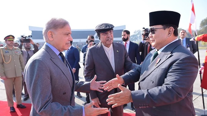 Pakistan Welcomes Indonesian President Prabowo Subianto For Two-Day Official Visit Indonesian President Prabowo Subianto standing at PM House Islamabad during the ceremonial welcome with guard of honour and national anthems.